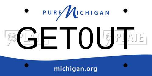 GET0UT Michigan License Plate