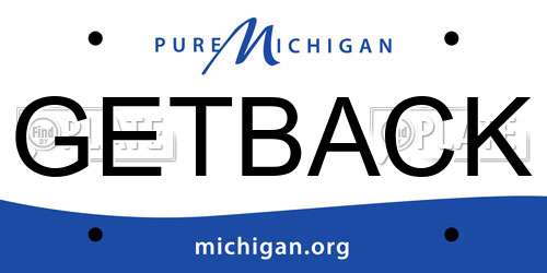GETBACK Michigan License Plate
