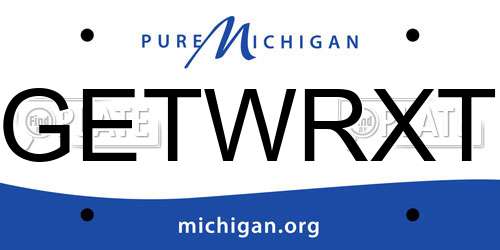 GETWRXT Michigan License Plate