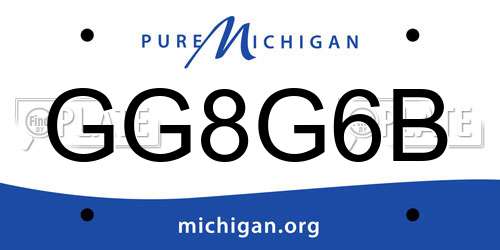 GG8G6B Michigan License Plate