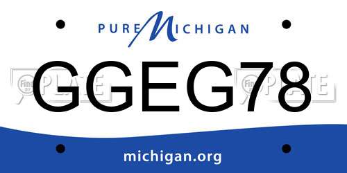 GGEG78 Michigan License Plate