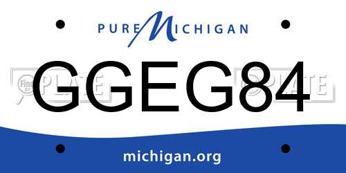 GGEG84 Michigan License Plate