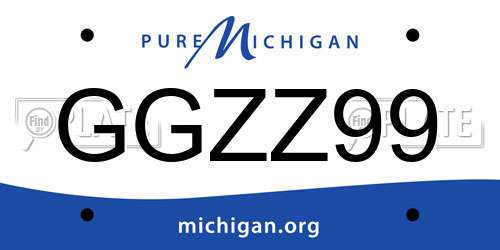 GGZZ99 Michigan License Plate