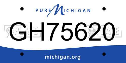 GH75620 Michigan License Plate