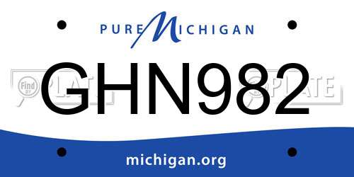 GHN982 Michigan License Plate