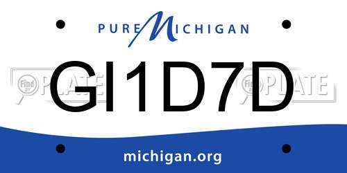 GI1D7D Michigan License Plate