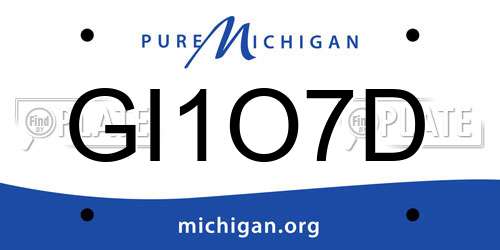 GI1O7D Michigan License Plate