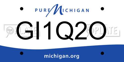 GI1Q2O Michigan License Plate