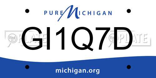 GI1Q7D Michigan License Plate