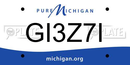 GI3Z7I Michigan License Plate