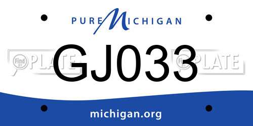 GJ033 Michigan License Plate