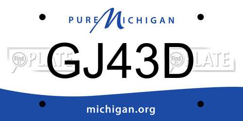 GJ43D Michigan License Plate