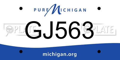 GJ563 Michigan License Plate