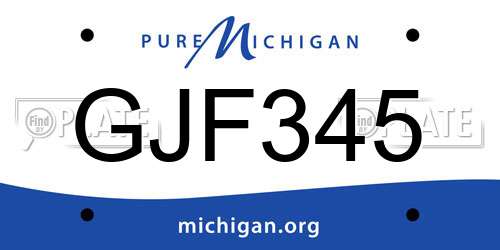 GJF345 Michigan License Plate