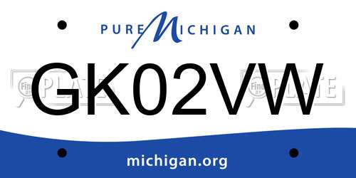 GK02VW Michigan License Plate