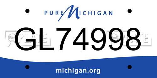 GL74998 Michigan License Plate