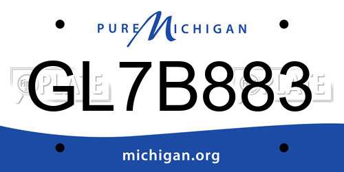 GL7B883 Michigan License Plate
