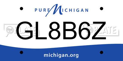 GL8B6Z Michigan License Plate