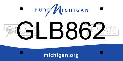 GLB862 Michigan License Plate