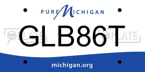 GLB86T Michigan License Plate
