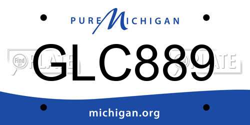 GLC889 Michigan License Plate