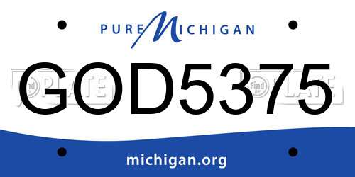 GOD5375 Michigan License Plate