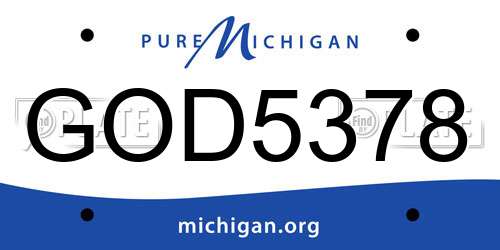 GOD5378 Michigan License Plate