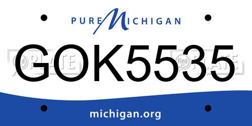 GOK5535 Michigan License Plate