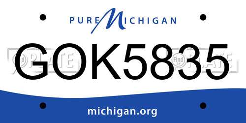 GOK5835 Michigan License Plate