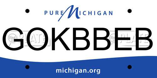 GOKBBEB Michigan License Plate