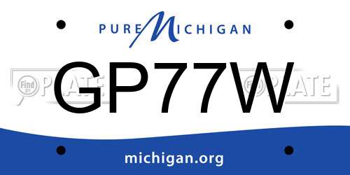 GP77W Michigan License Plate