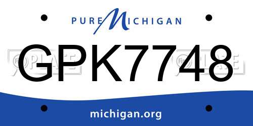 GPK7748 Michigan License Plate