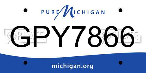 GPY7866 Michigan License Plate