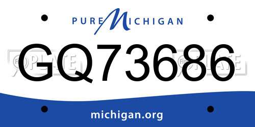 GQ73686 Michigan License Plate