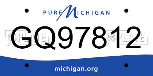 GQ97812 Michigan License Plate
