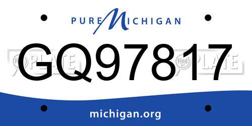 GQ97817 Michigan License Plate