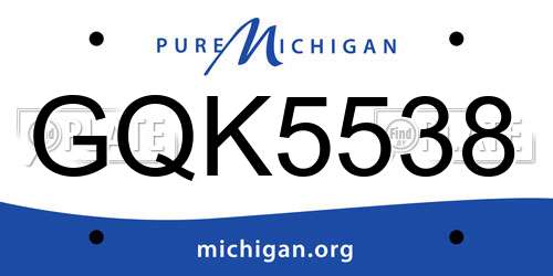 GQK5538 Michigan License Plate
