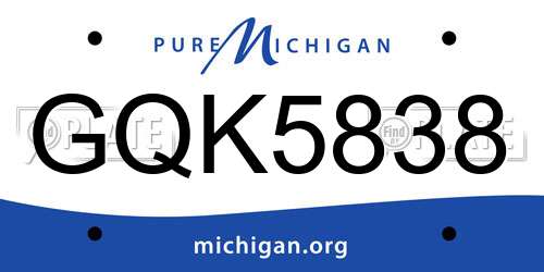 GQK5838 Michigan License Plate