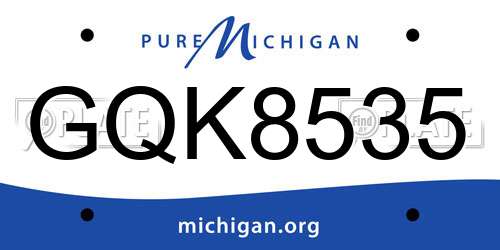 GQK8535 Michigan License Plate