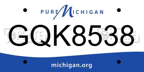 GQK8538 Michigan License Plate