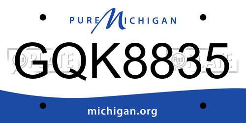 GQK8835 Michigan License Plate