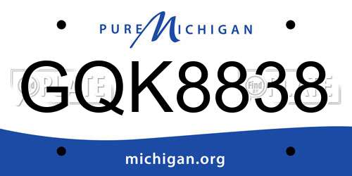 GQK8838 Michigan License Plate