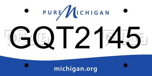 GQT2145 Michigan License Plate