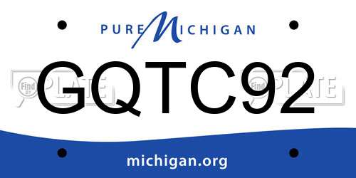 GQTC92 Michigan License Plate