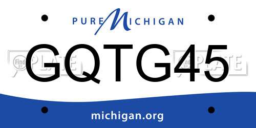 GQTG45 Michigan License Plate