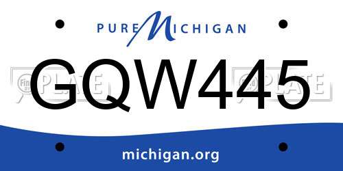 GQW445 Michigan License Plate