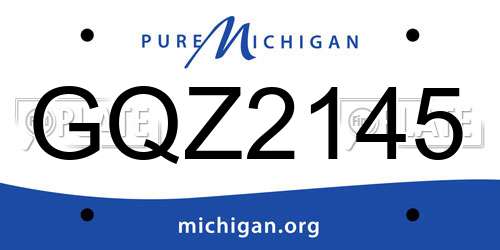 GQZ2145 Michigan License Plate