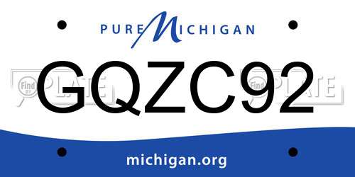 GQZC92 Michigan License Plate