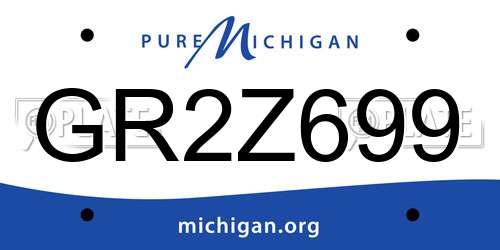 GR2Z699 Michigan License Plate