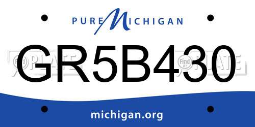 GR5B430 Michigan License Plate